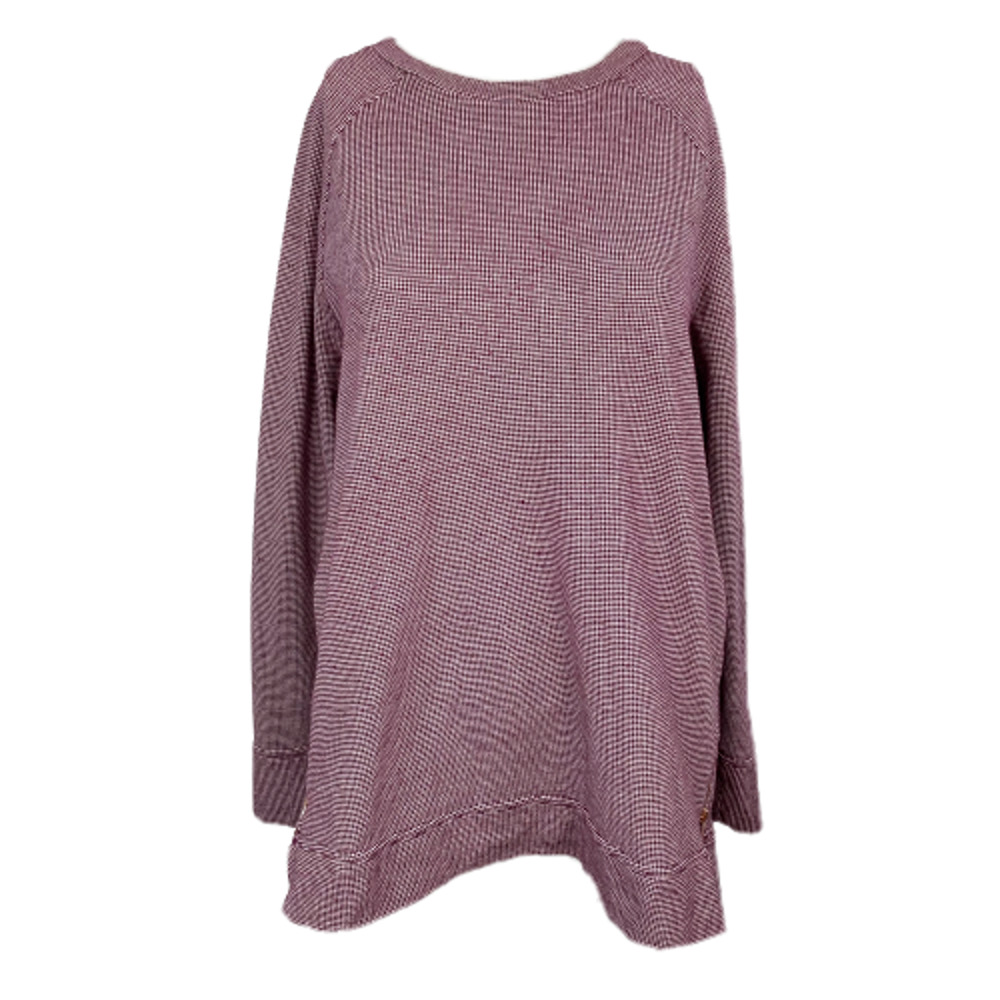 The Limited Shirt Women M Burgundy White Waffle Knit Pullover Zipper Long Sleeve